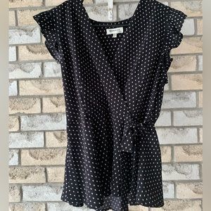 Monteau Blouse Black Polka Dot